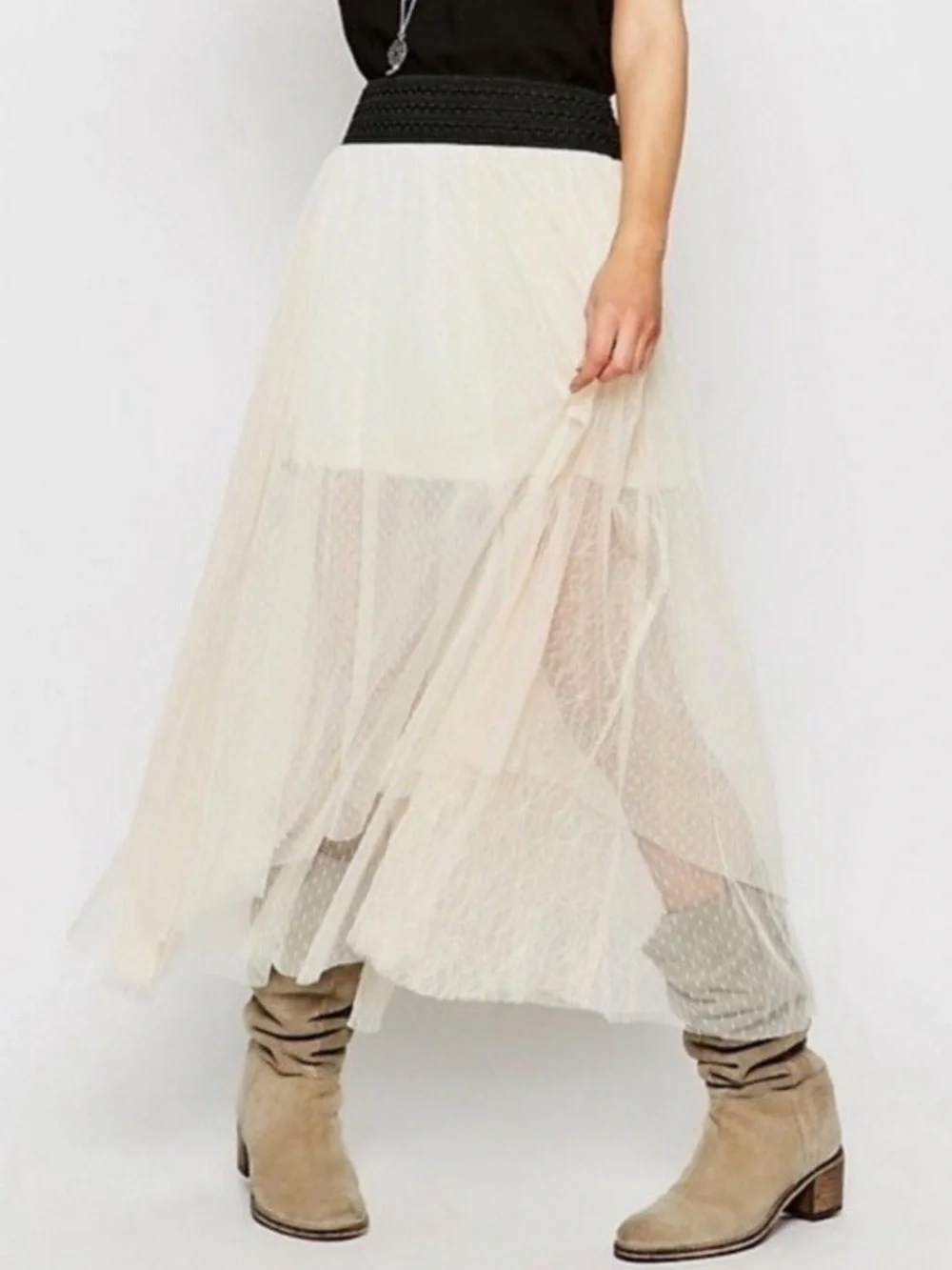 Free People Sugar Plum Fairy Tutu Midi Skirt Ivory cottage Whimsical Boho chic S